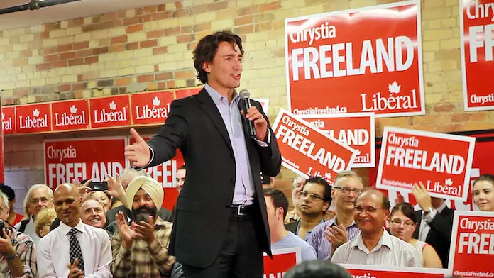 Kanada kann den Bedarf für Marihuana nicht decken. Hier: Justin Trudeau auf einer Kampagne mit Chrystia Freeland. (Foto:Joseph Morris)